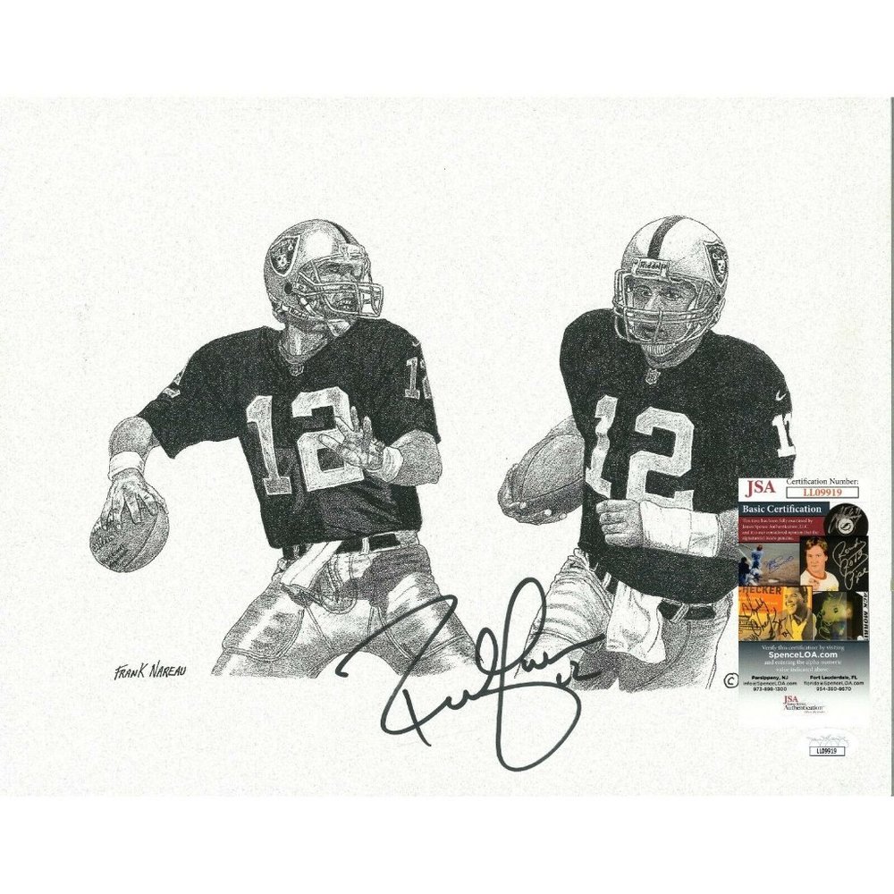 Rich Gannon Signed Raiders 11x14 Print Frank Nareau Artwork JSA Autographed Cert